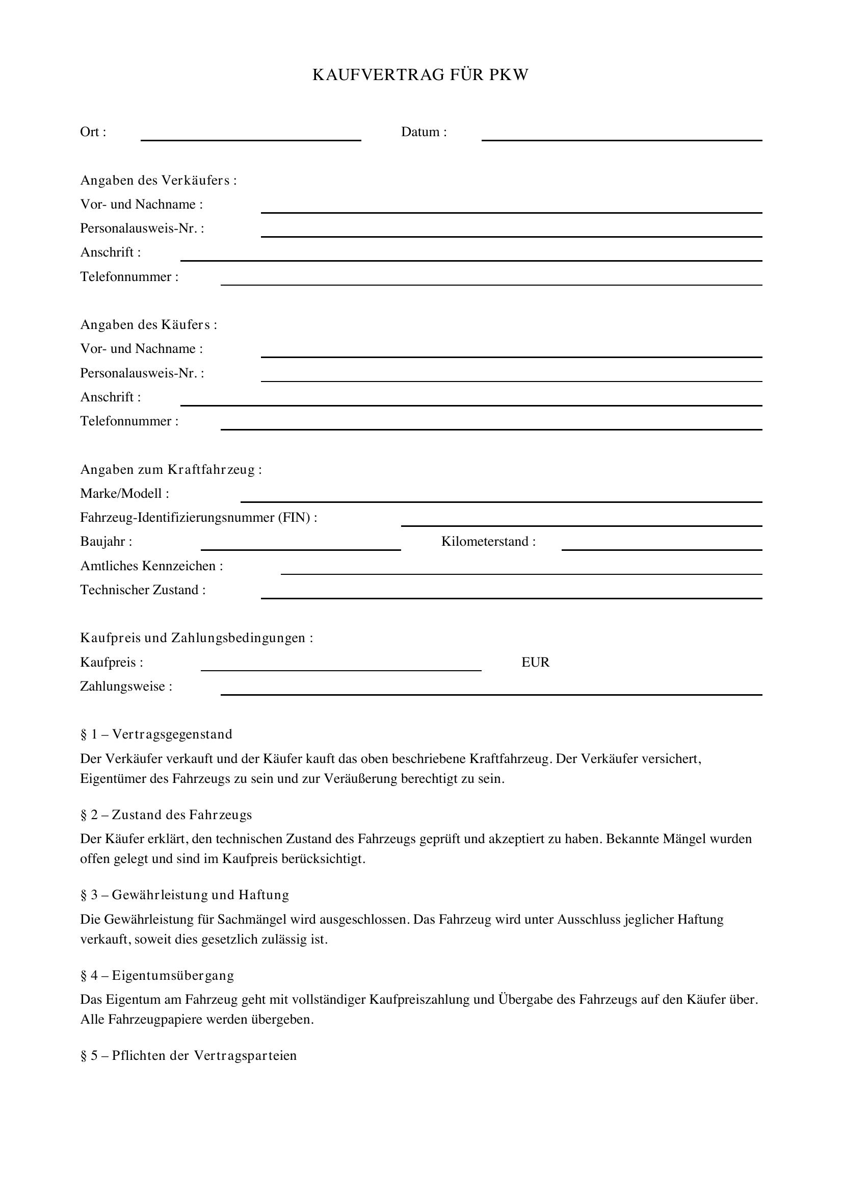 Allianz Kaufvertrag Auto
