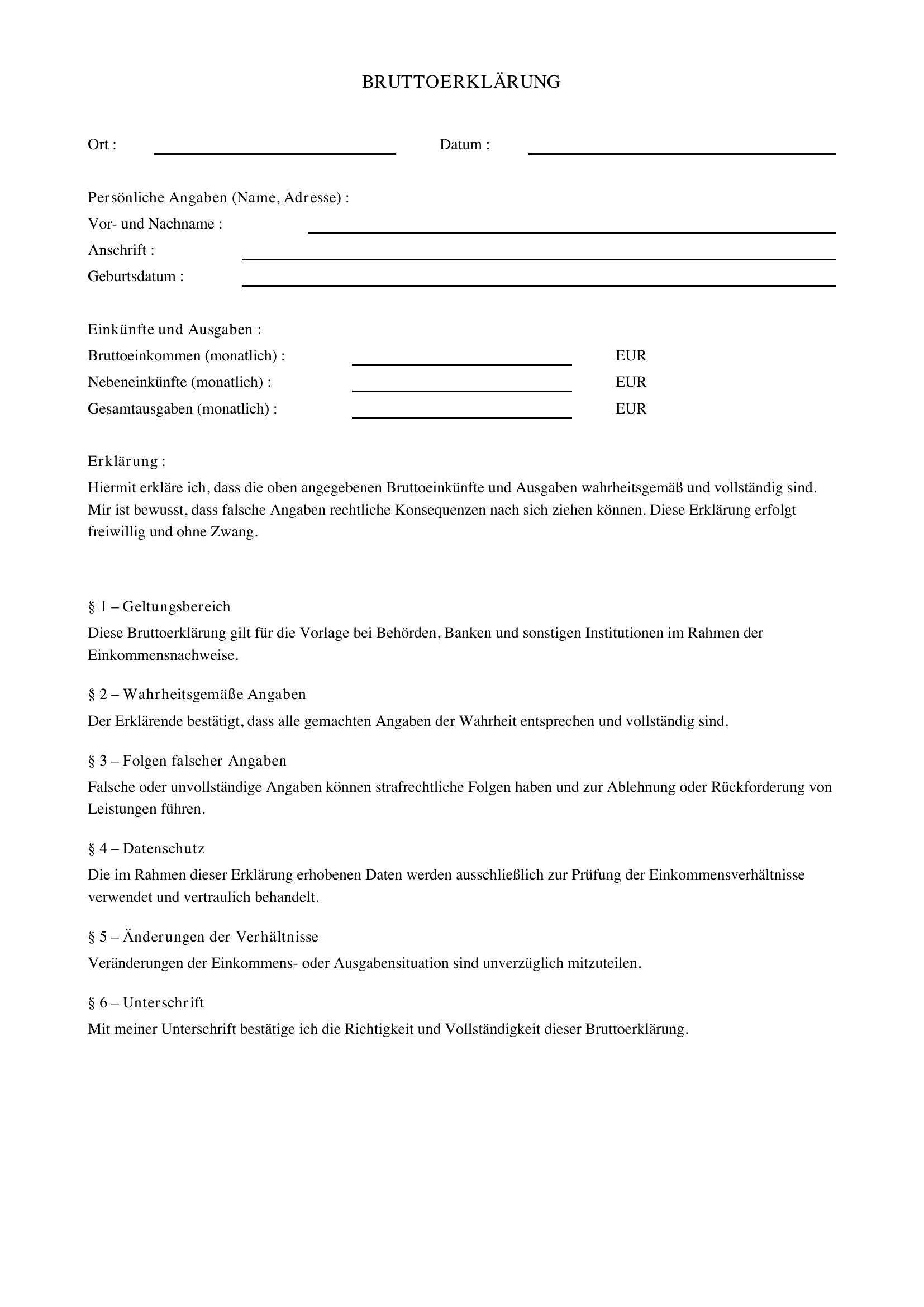 Bruttoerklärung