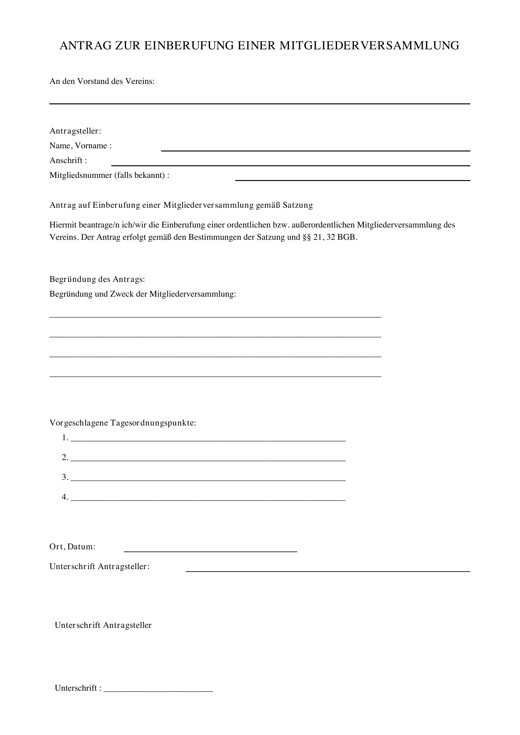 Formulierung Antrag Mitgliederversammlung
