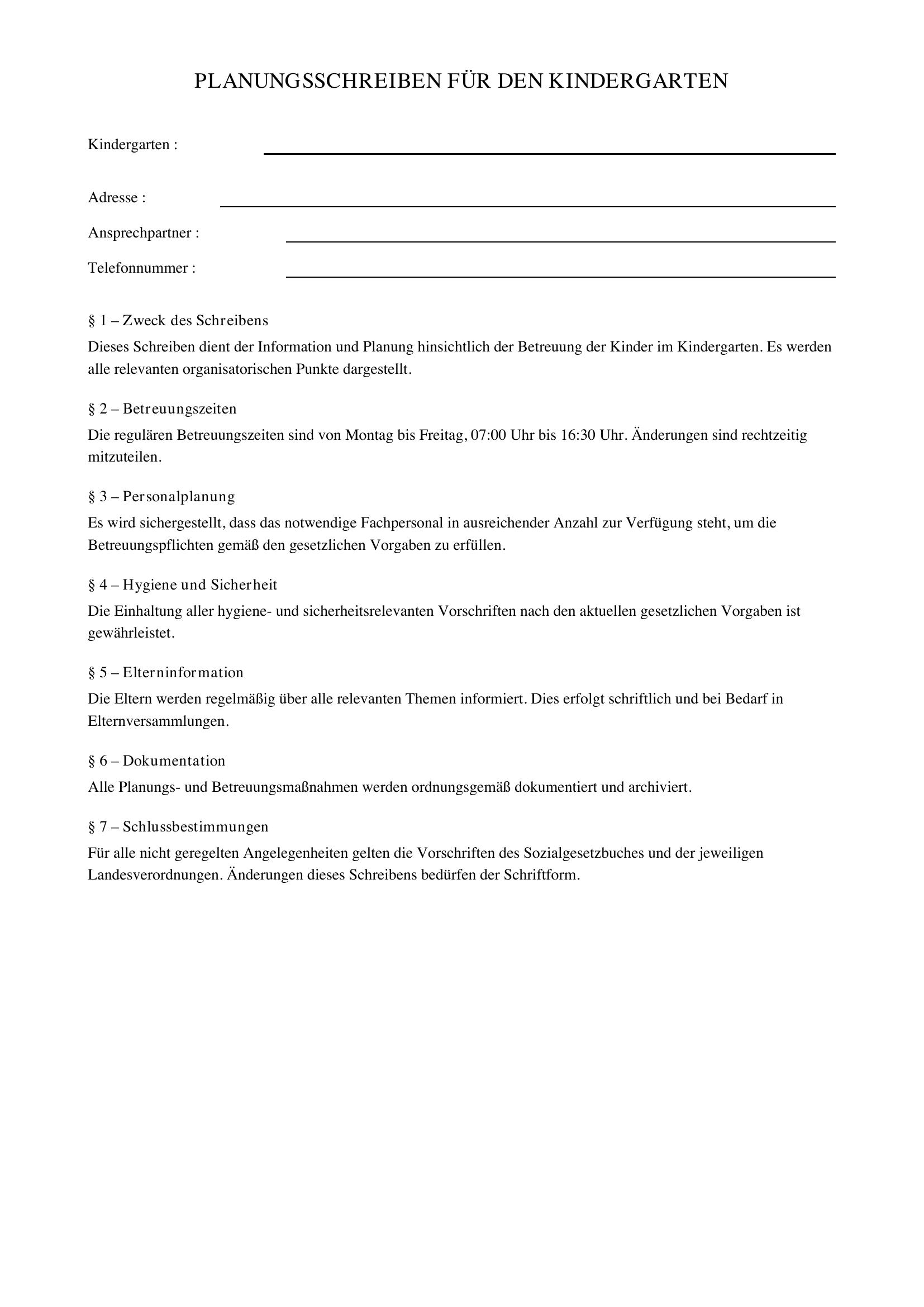 Planung Schreiben Kindergarten Beispiel