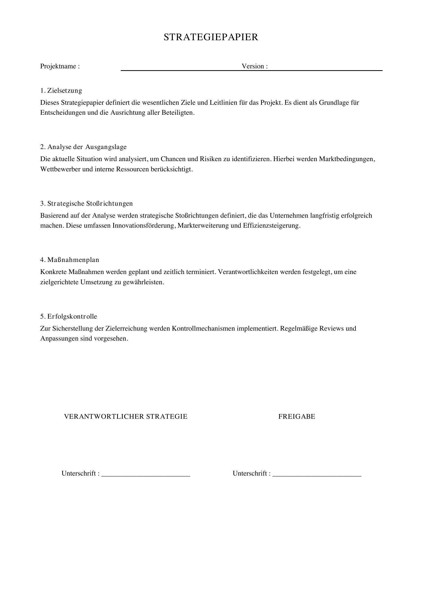 Vorlage Strategiepapier