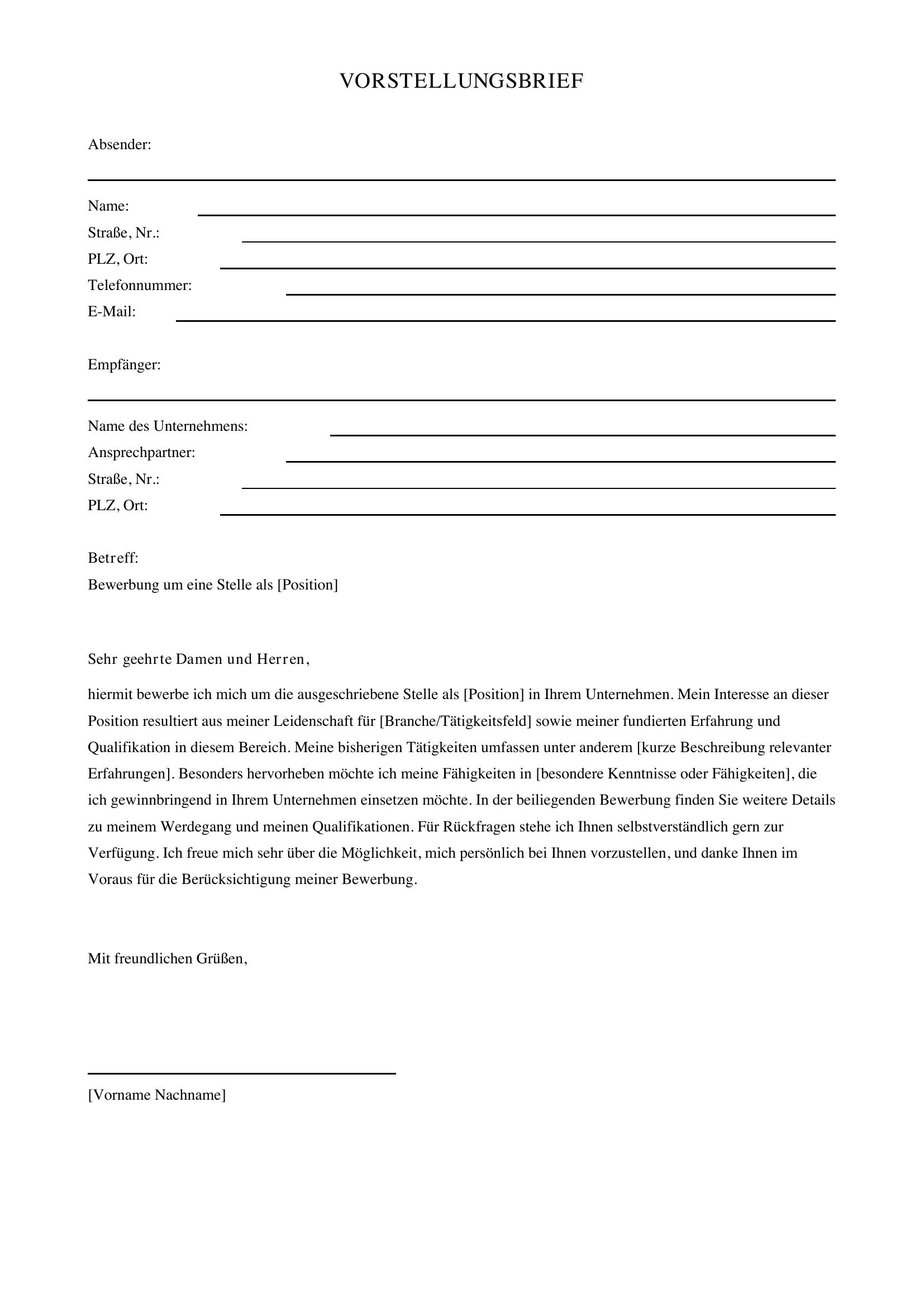 Vorstellungsbrief