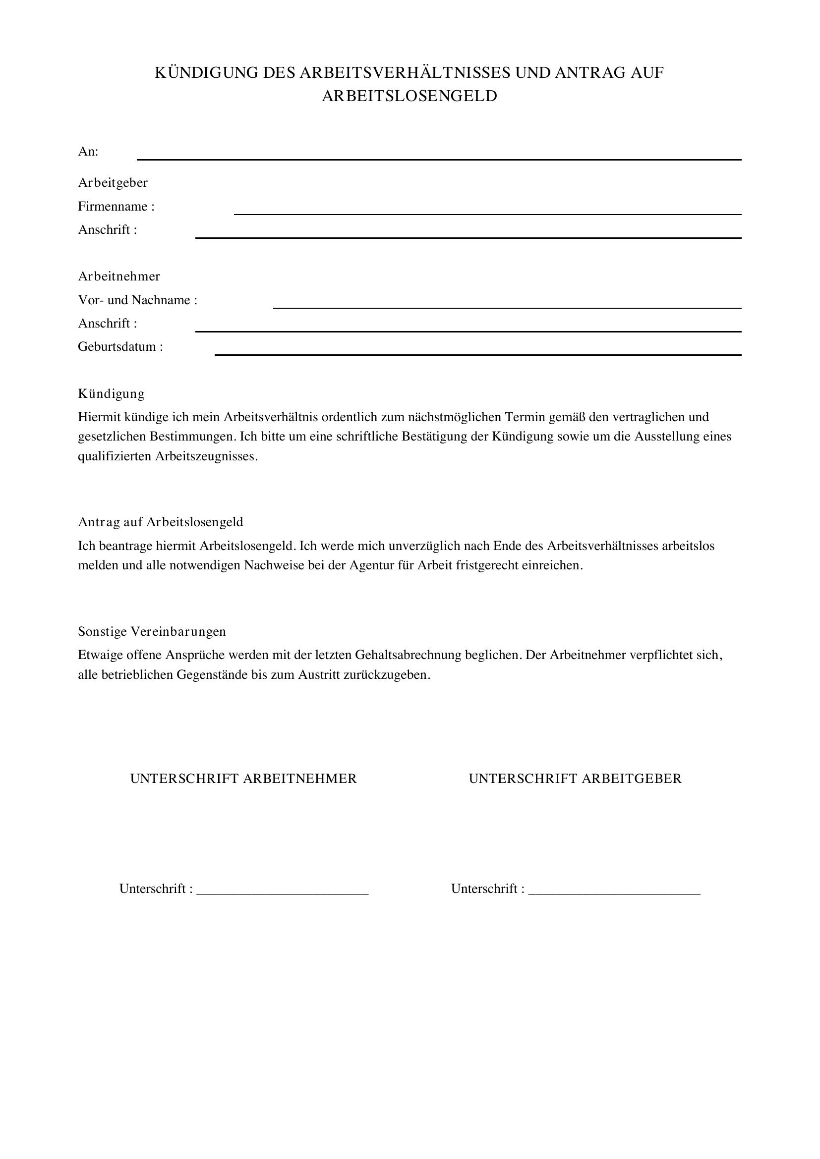Wegen Umzug Arbeit Kündigen Arbeitslosengeld